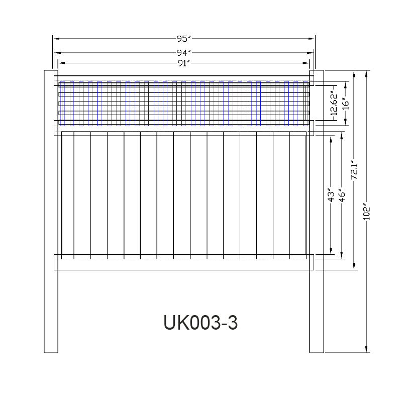 Clôture privée de vinyle de 6 'x 8' avec rack supérieur et treillis